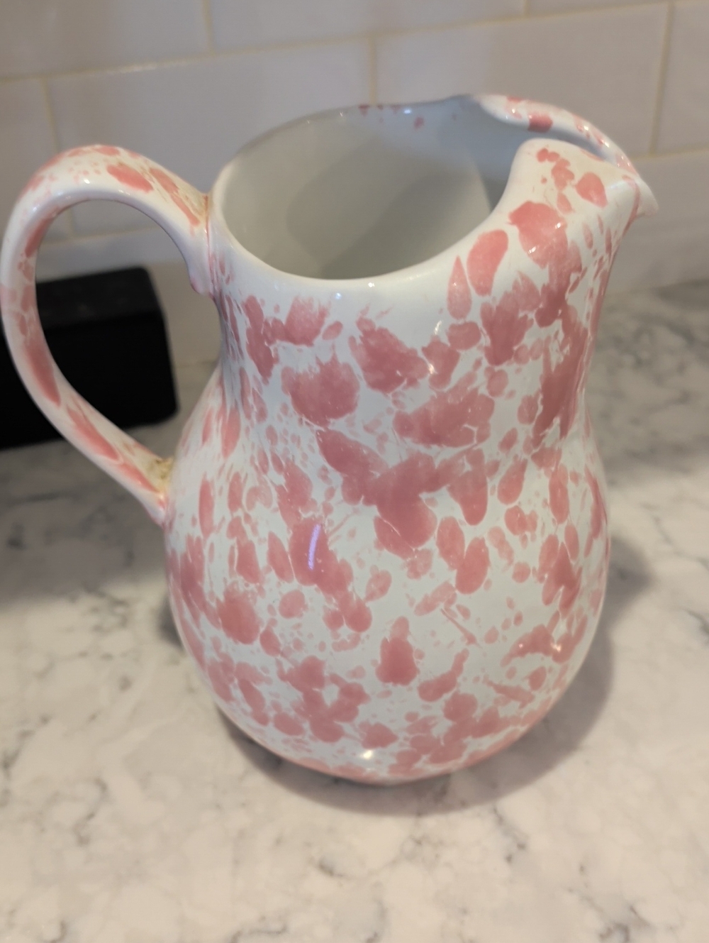 Bennington Pottery Pink Speckled Ceramic Pitcher - Home Art